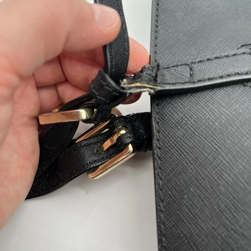 Tory Burch Saffiano Pebble Leather Black Large Tote Bag